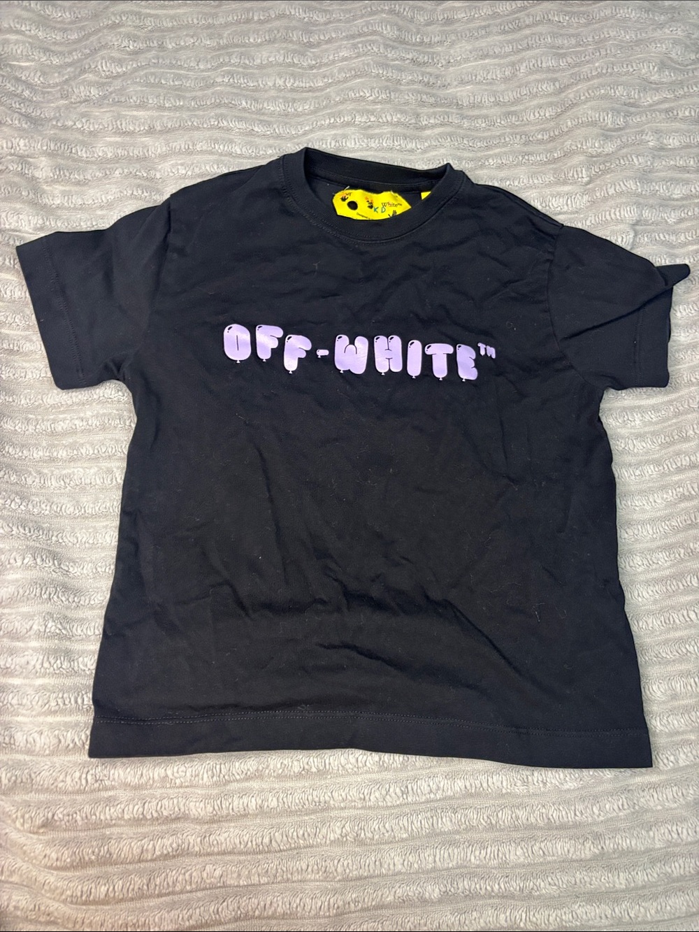 Off-White Kids Black Tee with Lilac Logo